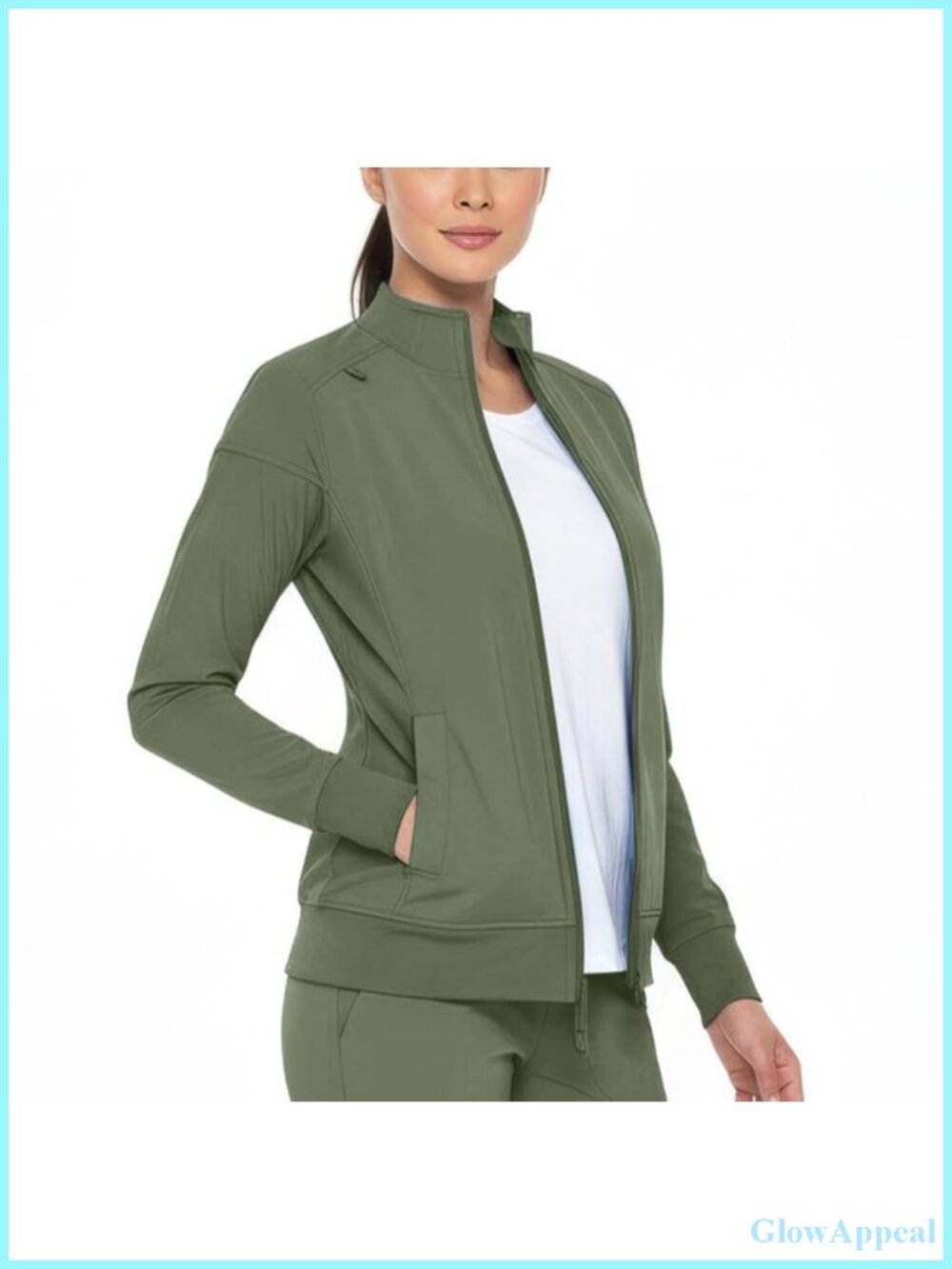 Women's Scrub Jacket Zip Closure Medical Warm-Up Uniform